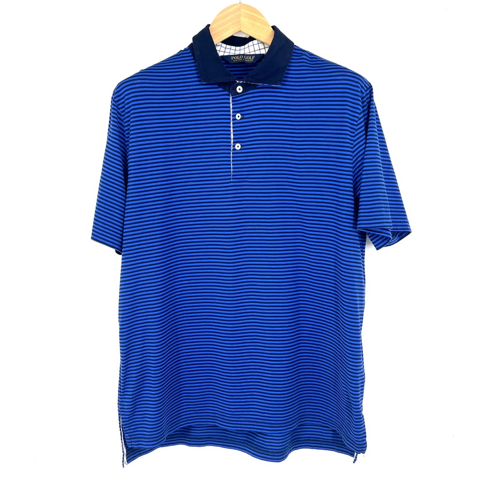 Polo Ralph‎ Lauren Golf Men's Blue Black Stripe Short Sleeve Polo Shirt Size L